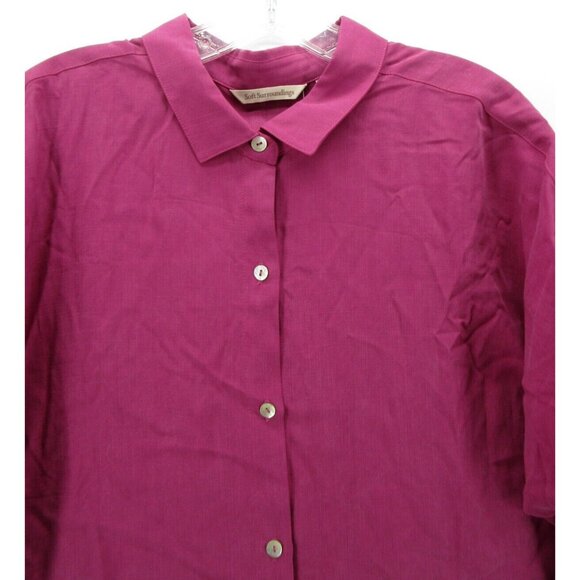 Soft Surroundings Magenta Button Down Shirt - Picture 2 of 11